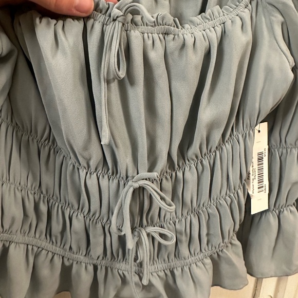 Light Blue Off the Shoulder Blouse - Picture 6 of 9